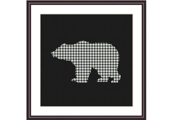 Bear Cross Stitch Pattern Black White