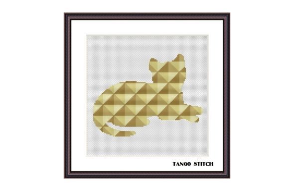 Beige Cat Geometric Cross Stitch Pattern
