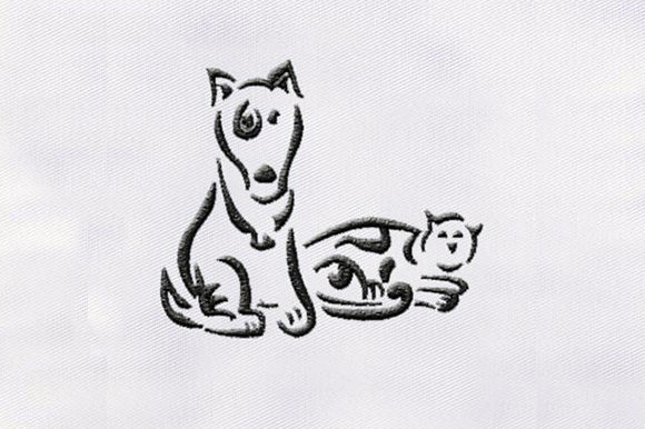 Cat Dog Outline Design