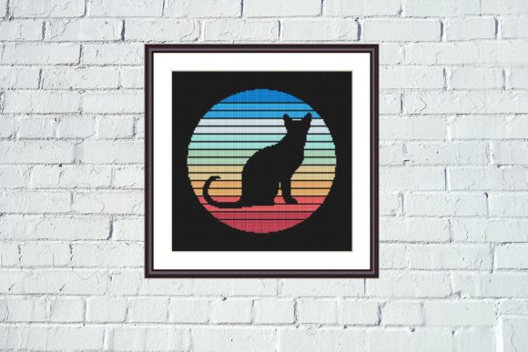 Cute Black Cat Silhouette Cross Stitch