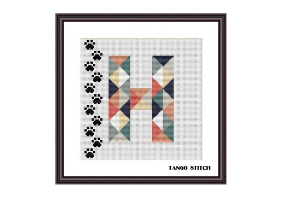 Letter H Cat Paws Cross Stitch Pattern