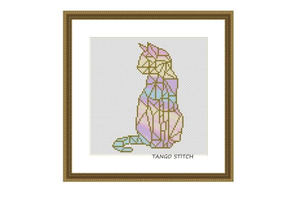 Rainbow Cat Geometric Cross Stitch