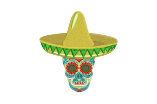 Sugar Skull Wearing a Sombrero